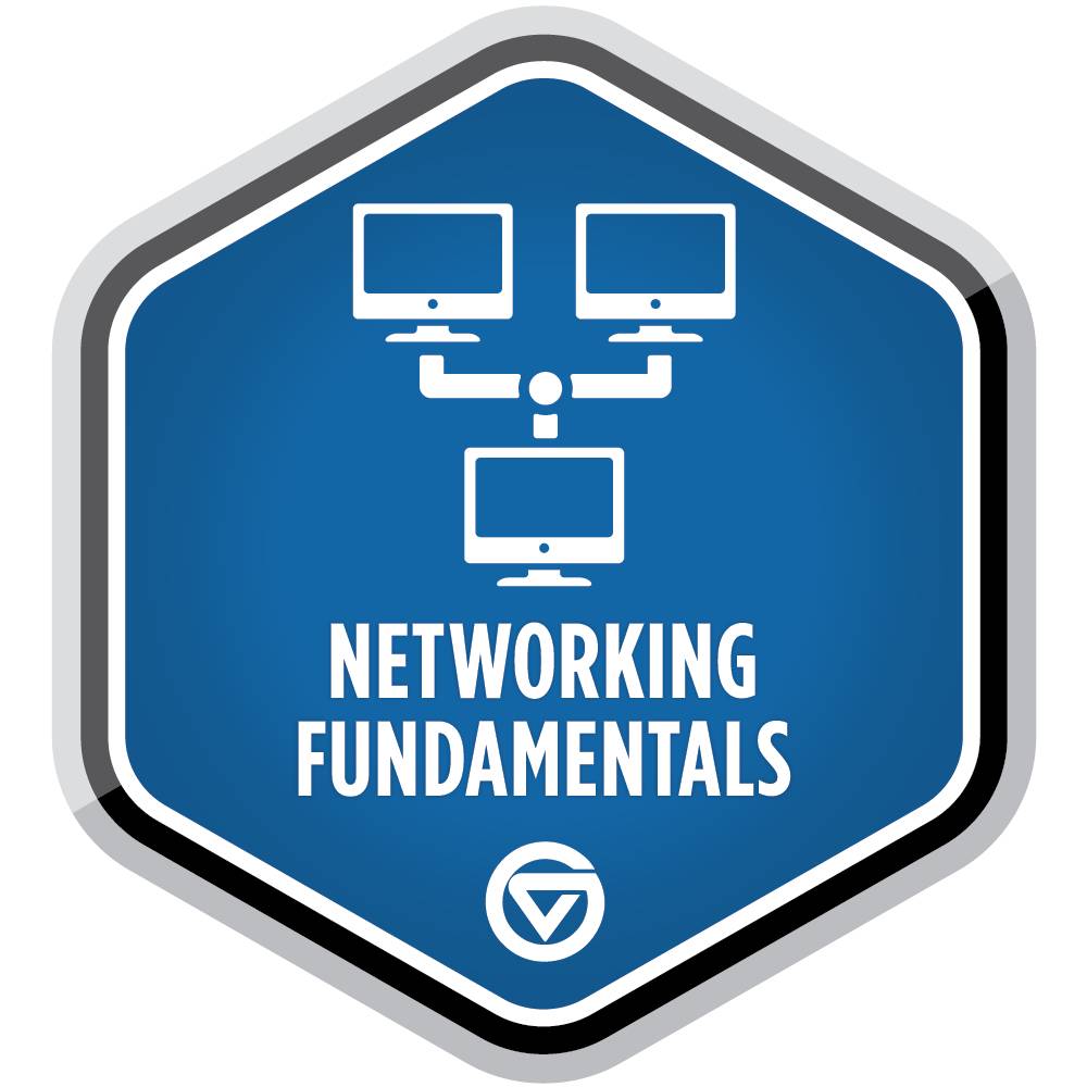 Networking fundamentals graduate badge.